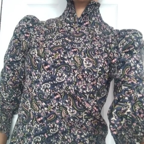 Veronica Beard Ruffle Top Long Sleeve Print Blouse - Picture 6 of 6